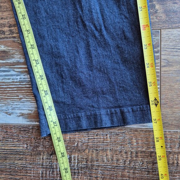 Vintage EILEEN FISHER Cotton Blend Blue Chambray Ankle Pants Elastic-Waist Zip - Picture 9 of 10